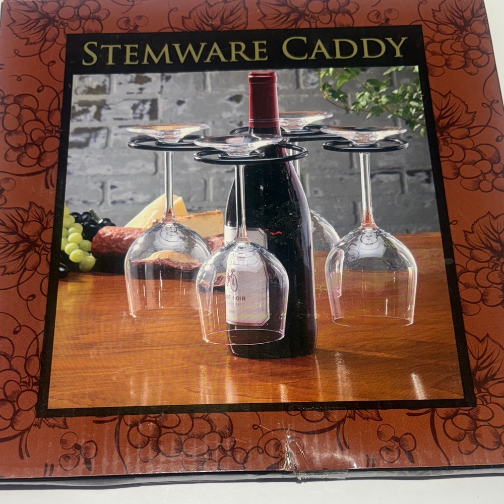 Stylish Stemware Caddy with Black Accents